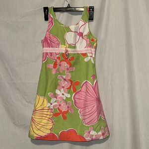 girls pink green white yellow floral Lilly Pulitzer dress size 7